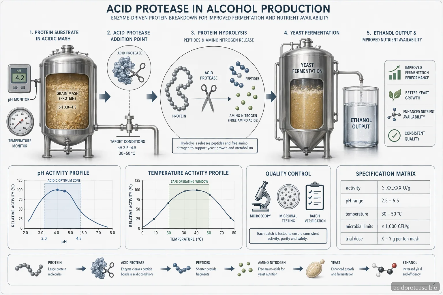 Acid Protease Production: Supplier Guide for Alcohol Production — process diagram