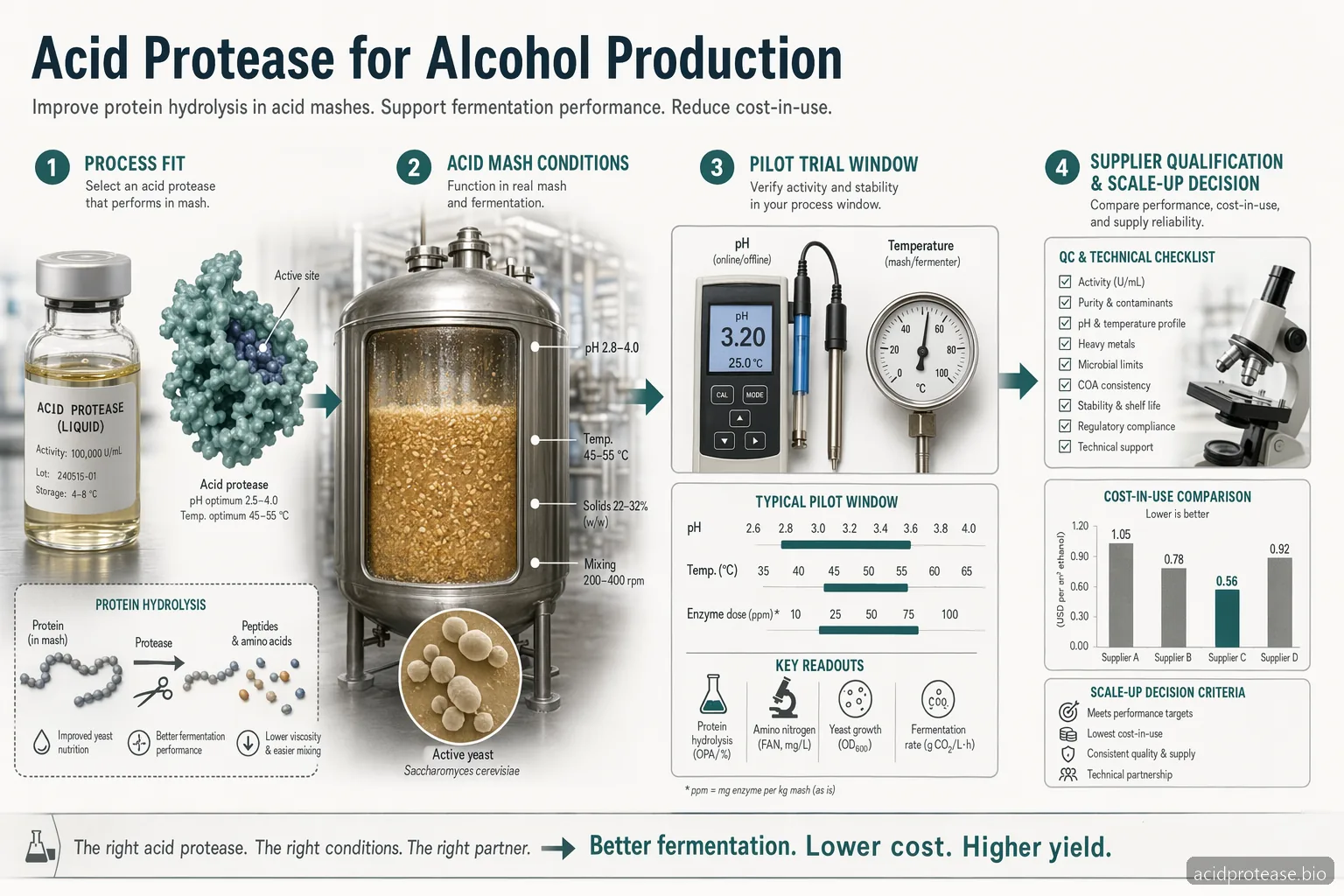 Acid Protease Production: Supplier Guide for Alcohol Production — at-a-glance summary